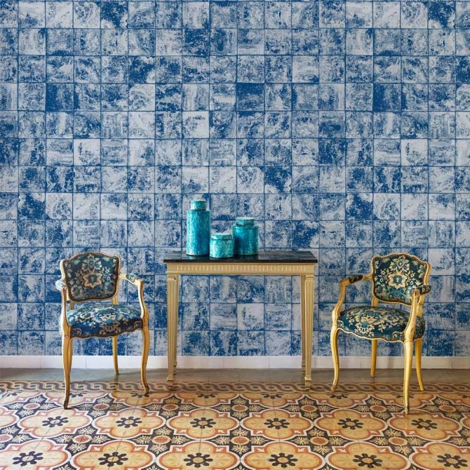 Mural Waves Tiles Blue Mural Waves Tiles Blue