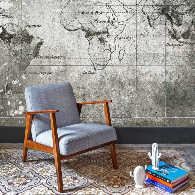 Mural Old Map Steel Mural Old Map Steel